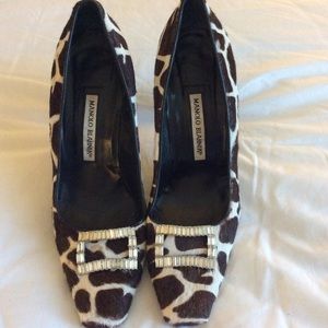 Manolo Blahnik Ponyhair Giraffe Print Pumps